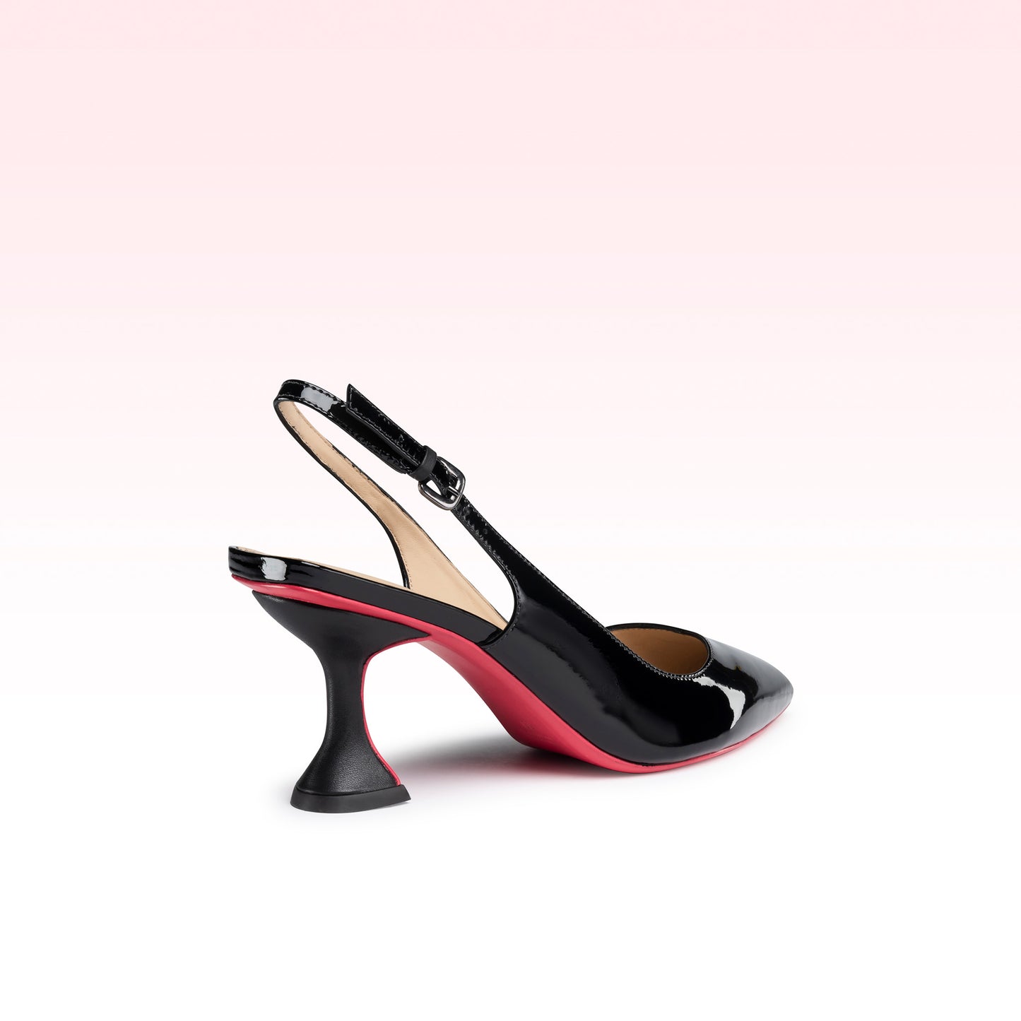 Scarpin Slingback Ava Preto Verniz