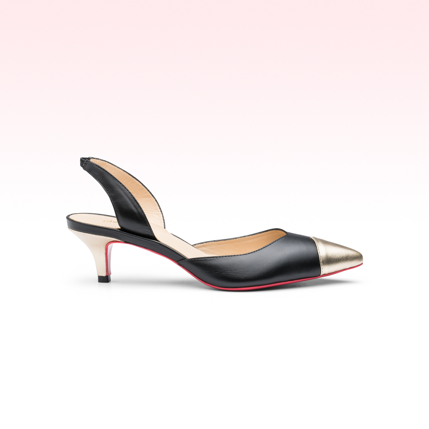 Scarpin Slingback Madison Preto-Ouro