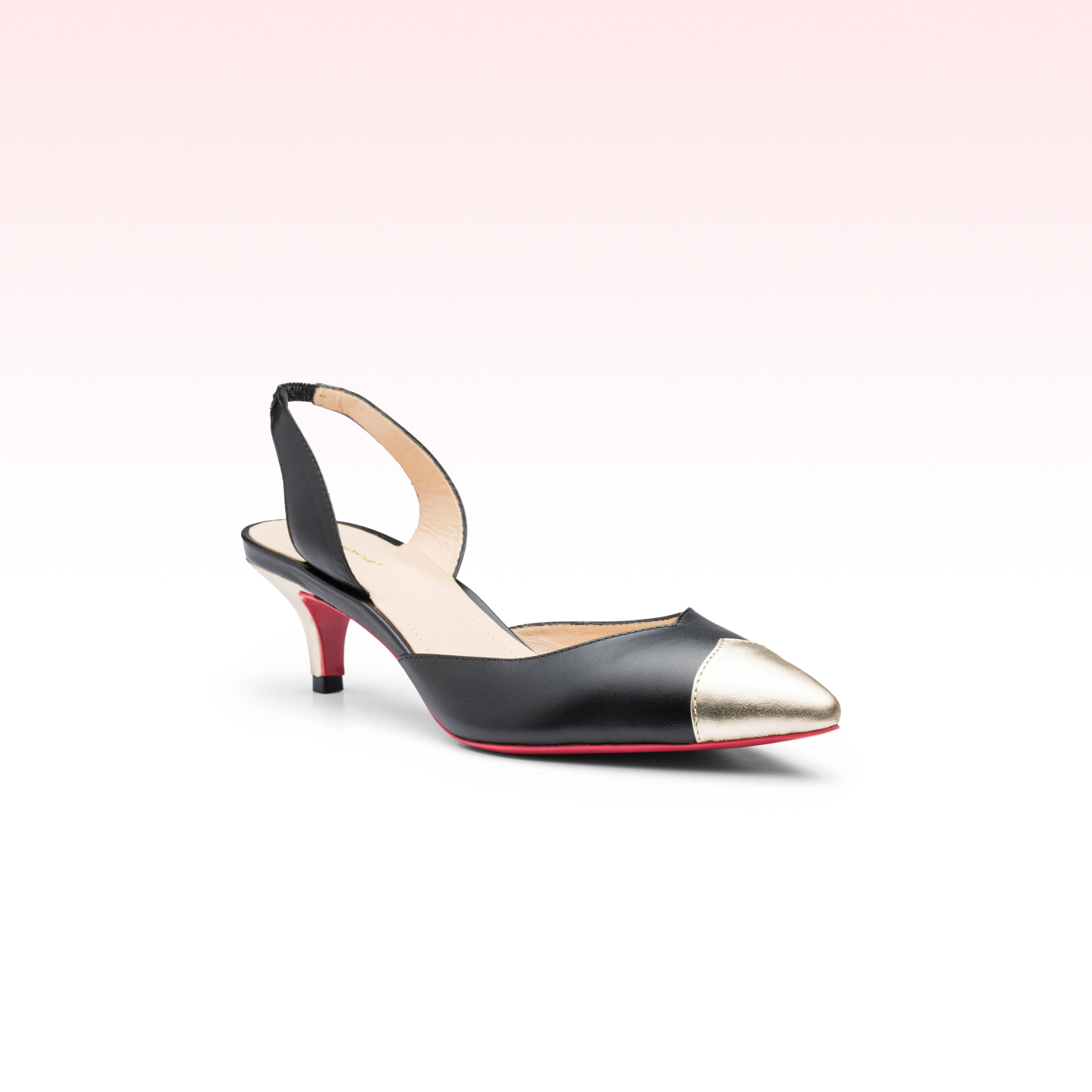 Scarpin Slingback Madison Preto-Ouro