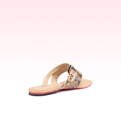 Rasteira Ariana Python Creme