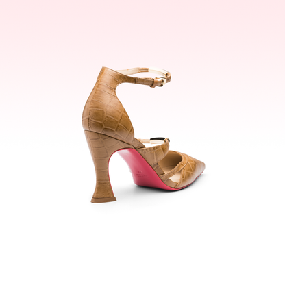 Scarpin Léonie High Heel Croco Camel