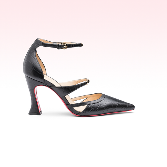 Scarpin Léonie High Heel Croco Preto