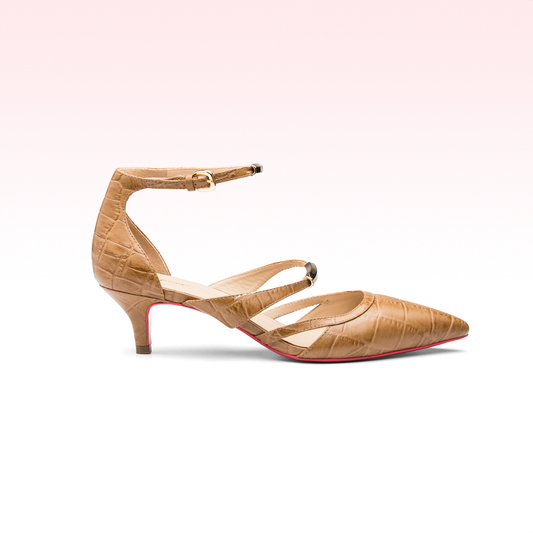 Scarpin Leônie Croco Camel
